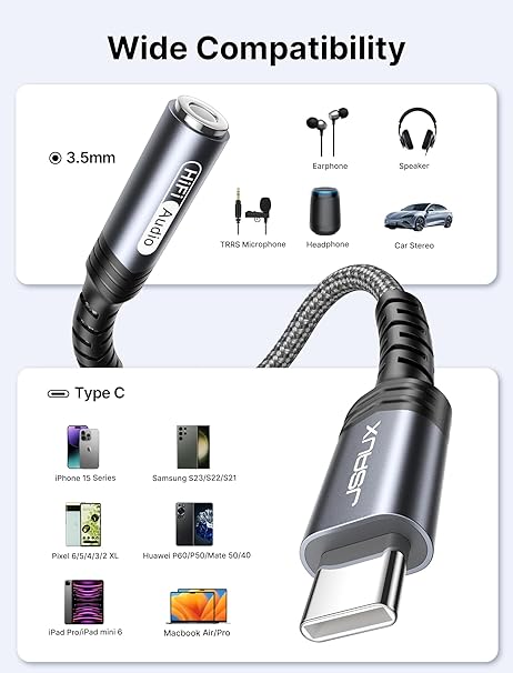 Adaptador JSAUX USB C a conector 3.5 mm