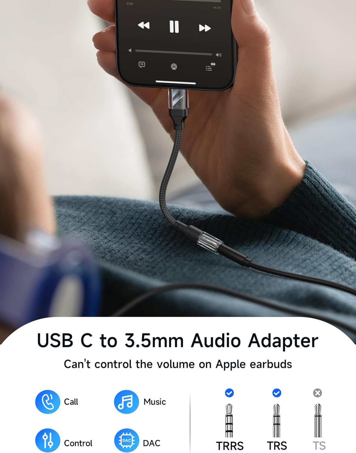 Adaptador  JSAUX Adaptador AUX a USB C