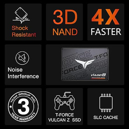 SSD Sata TEAMGROUP T-Force Vulcan Z 512GB SLC Cache 3D NAND TLC 2.5 Inch