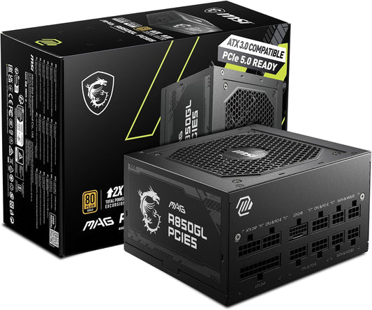 Power Supply MSI MAG A850GL PCIE 5 & ATX 3.0 80 Plus Gold Certified 850W