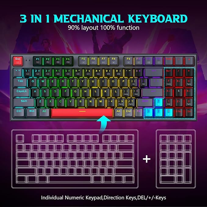 Teclado Redragon K636LGR-R Kitava Lite