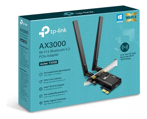 WiFi Bluetooth PCI TP Link AX3000 (Archer TX55E), Bluetooth 5.2, WPA3