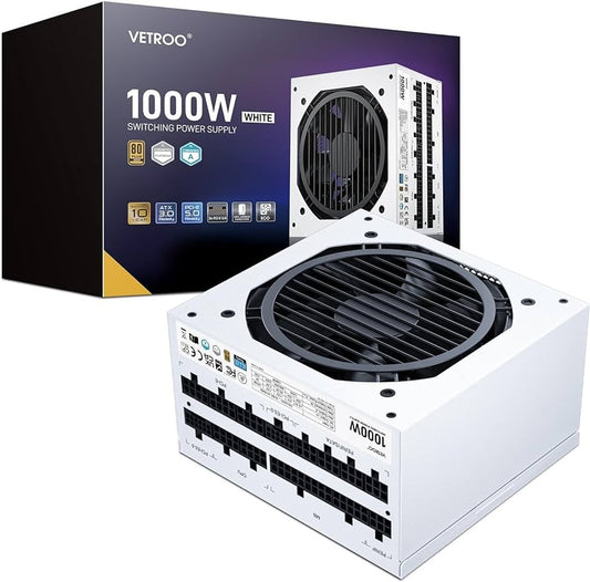 Power Supply Vetroo 1000W White ATX 3.0 80 Plus Gold Full Modular